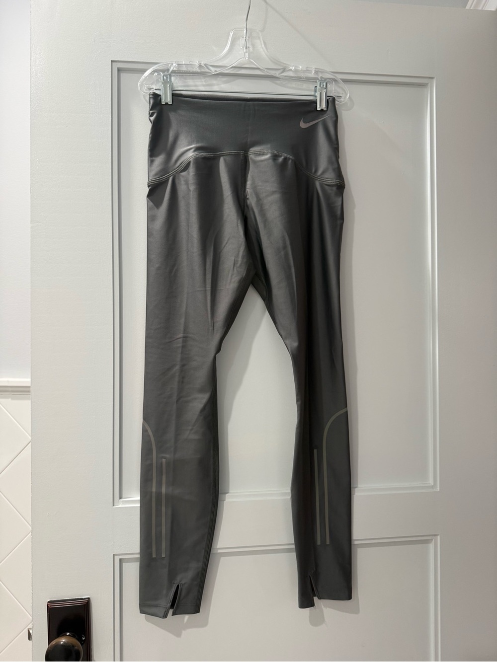 Nike Gray Performance Leggings with Reflective Accents